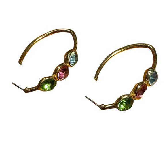 Elegant Gold tone Multi-Color Hoop Earrings - Picture 1 of 4